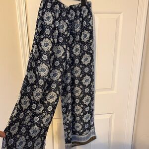 Versona Black and White Patterned Wide Leg Pants